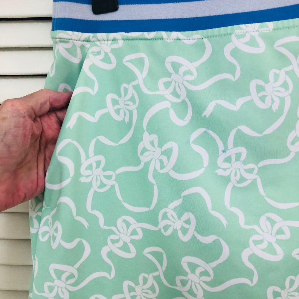 Polo Golf Ralph Lauren Skort Preppy Pickleball Coquette Bows Print Green Women M - Picture 3 of 10